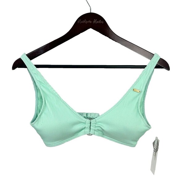 Roxy Mind Of Freedom Womens Size M Light Green Bikini Top Ribbed Swimsuit T4 - Picture 3 of 13